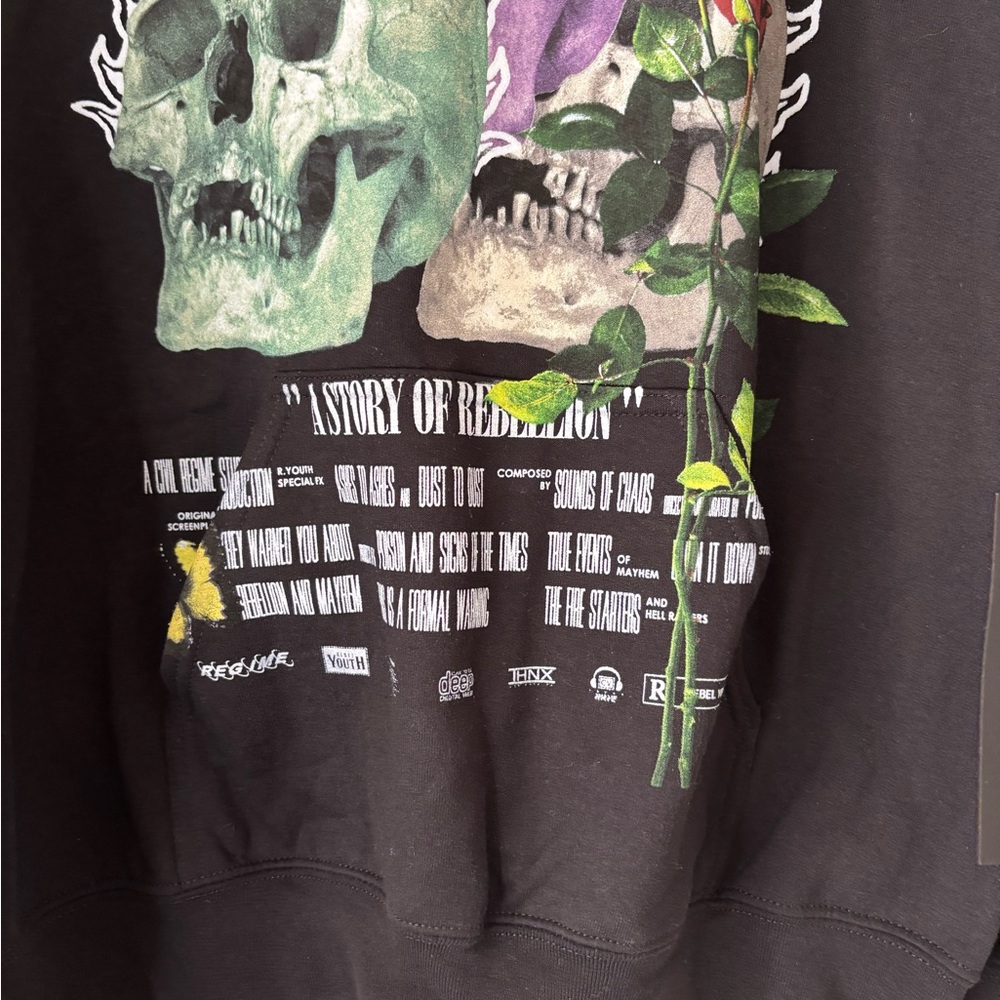 Civil Regime Black Graphic Turtleneck Hoodie Sweater - Picture 6 of 6